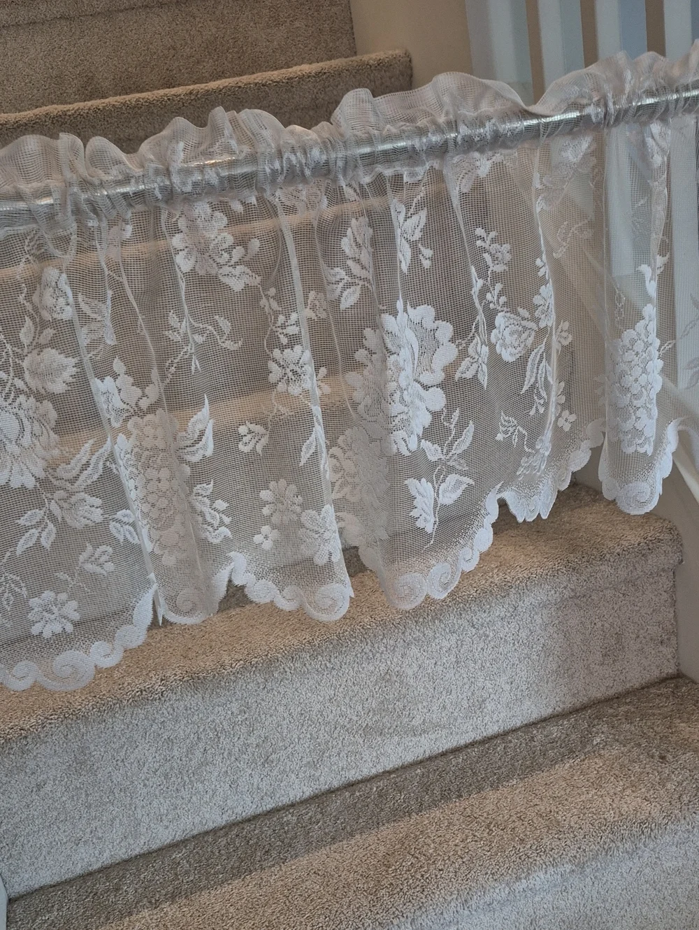 White Floral Lace Swag Cafe Curtain 55x14